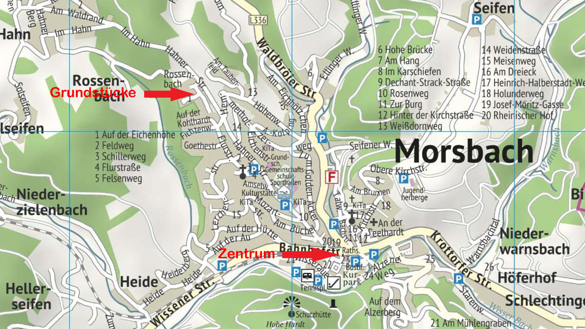 Morsbach: Baugrundstück in sonniger Höhenlage, Karte Morsbach